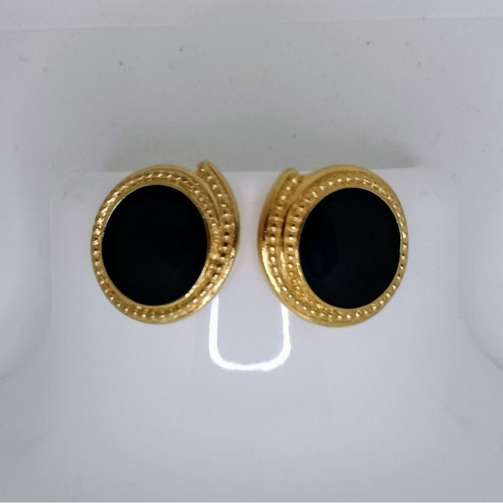Vintage Trifari Gold Tone Lucite Blue Iridescent Earring Retro Statement Jewelry